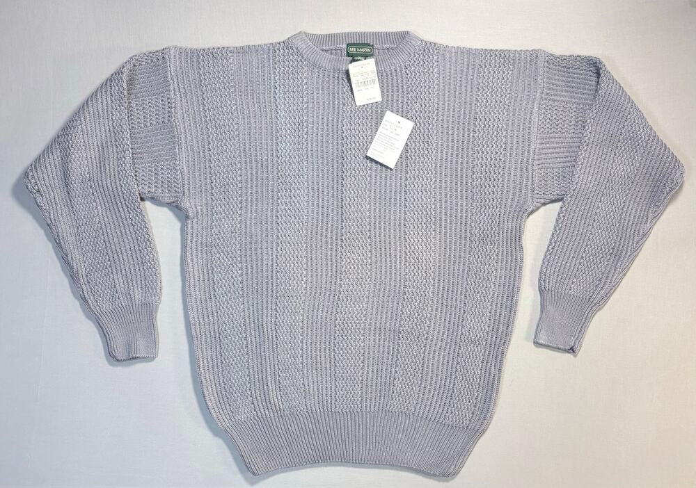 Vintage 80's 90's Neil Martin Grey Cable Knit Grandpacore Sweater Men's Size XL